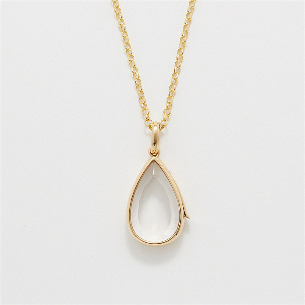 Ocean Heart Can Open Necklace Water Drop Pendant European And American Niche Cute Small Objects Clavicle Chain Color Protection