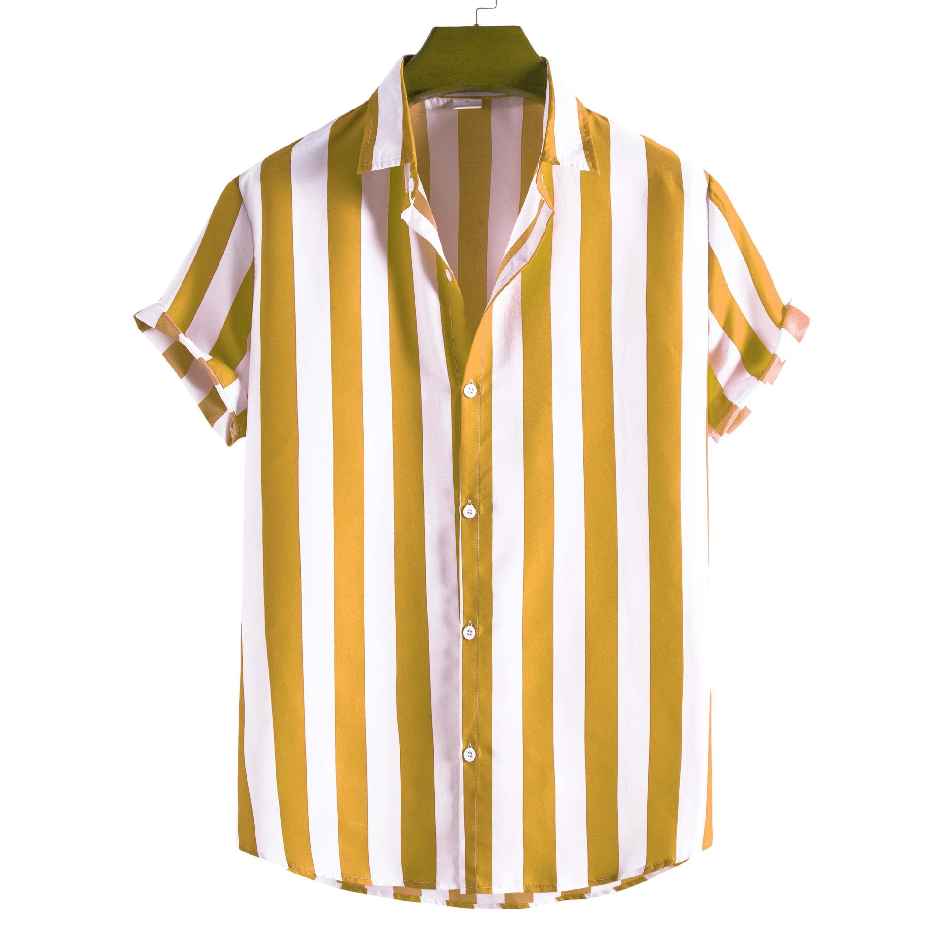 New Men's Fashion Casual Short-sleeved Printed Striped Shirt