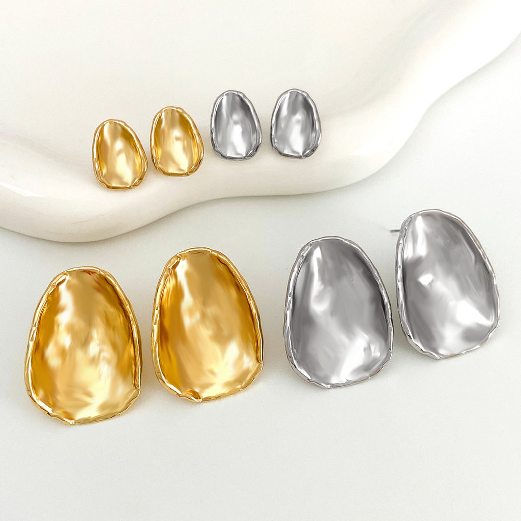 Pleated Geometric Glossing Earrings Women's Light Luxury High-end Earrings Exaggerated Personality