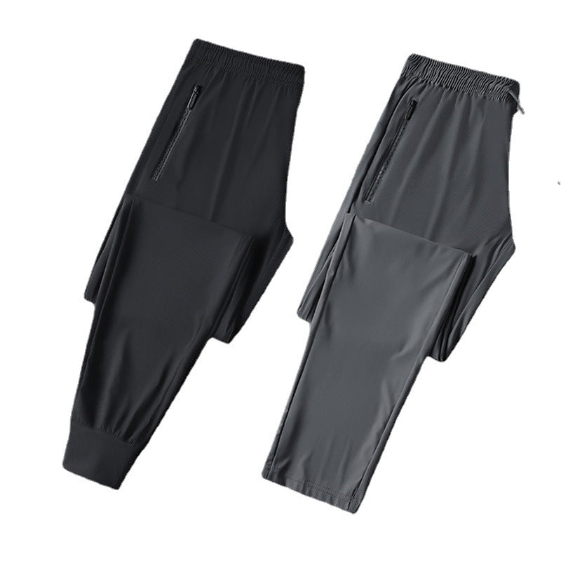 Ice Silk Pants Men's Summer Thin Men's Casual Pants Breathable Leg Loose High Elastic Quick-drying Air-conditioning Sports Pants