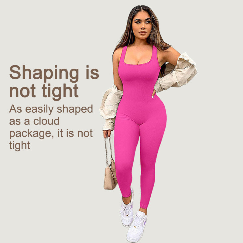 Belly Tinting Peach Hip Hip Hip out wear Fitness Jumpsuit