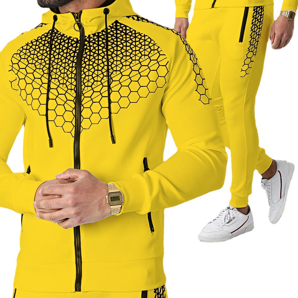New European And American Hooded Sportswear Men's Jacket Casual Trousers Suit