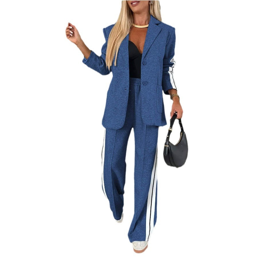 Amazon Cross-border 2024 Autumn European And American New Women's Fashion Comfortable Elegant Two-piece Suit Lapel Suit