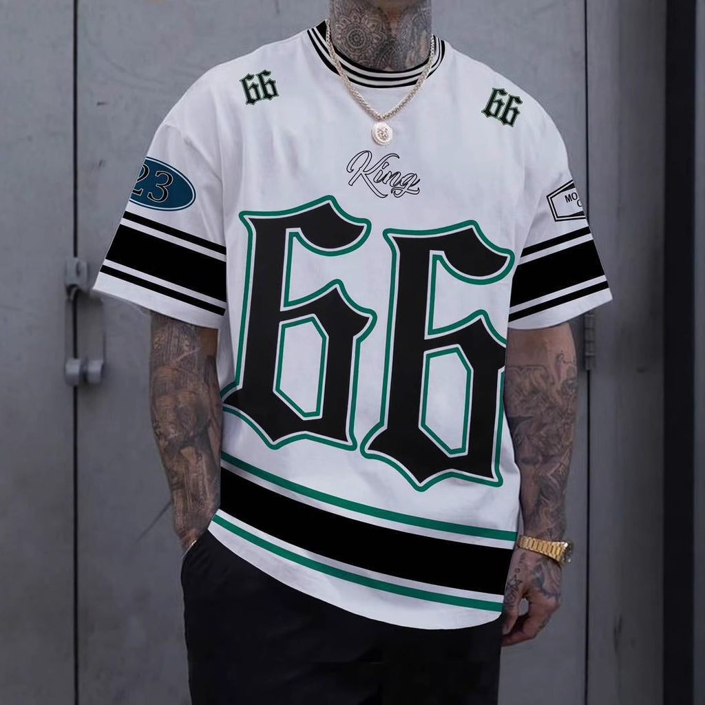 Amazon Cross-border 3D Digital Printing 66 Ball Wear T-Shirt European And American Casual Summer Round Neck Men's Short Sleeve