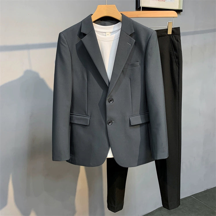 Spring And Autumn Men's Small Suit Casual Korean Style Slim Hairstylist Handsome One-piece Suit Top Clothes Coat Trend