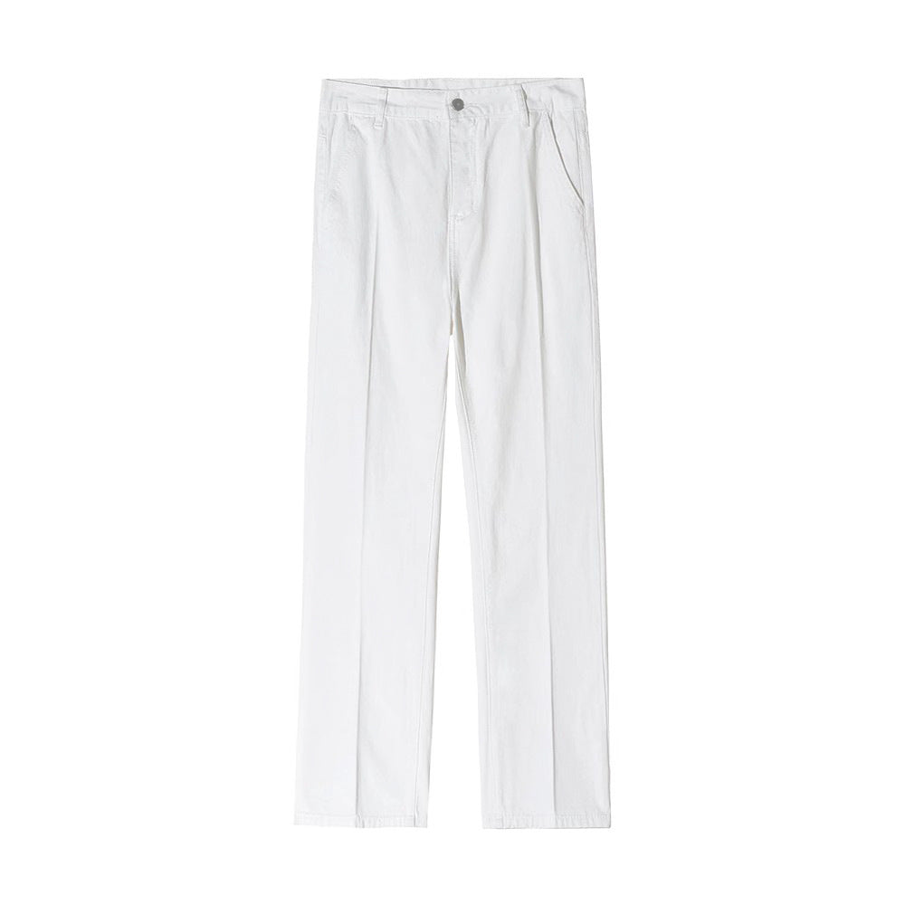 Summer Thin White Jeans Men's Korean-style Trendy Straight Casual Pants All-match Slim Long Pants