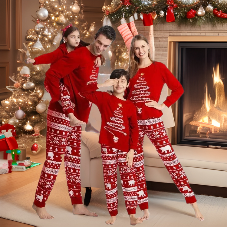 Cotton Christmas Parent-Child Clothes Family Clothes Christmas Family Of Three And Four Parent-Child Pajamas Suit