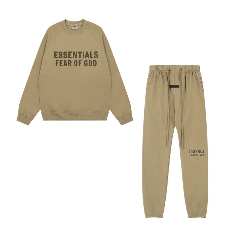 Flocking Printed American Sweatshirt And Sweatpants Casual Suit For Men