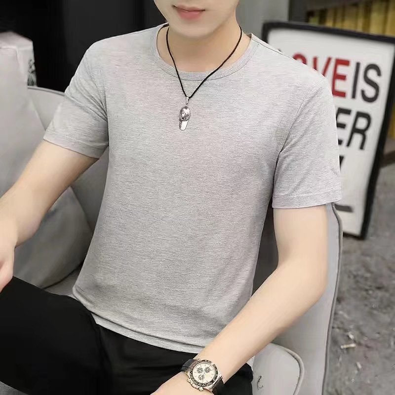 Men&amp;#039;s Solid Color White Short-sleeved T-shirt
