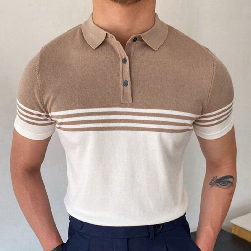 Men's Clothing New Sweater Short-sleeved Color Matching Business Polo Shirt Male SY0154