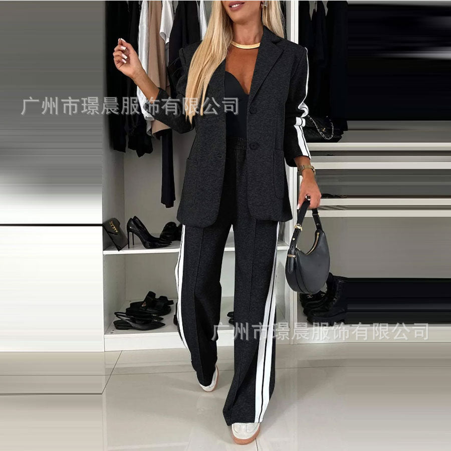 Amazon Cross-border 2024 Autumn European And American New Women's Fashion Comfortable Elegant Two-piece Suit Lapel Suit