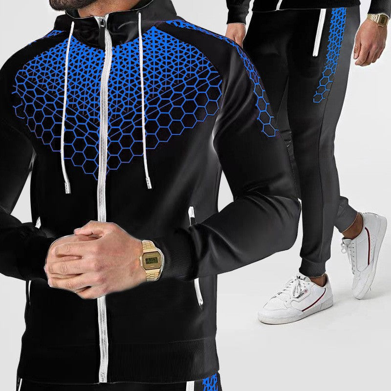 New European And American Hooded Sportswear Men's Jacket Casual Trousers Suit
